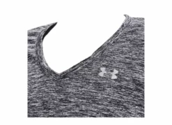 Under Armour Ladies Tech Twist Short-Sleeve V-Neck T-Shirt, Black/Metallic Silver -Cheap Footwear Store 100000000014091 2 photoroom 2