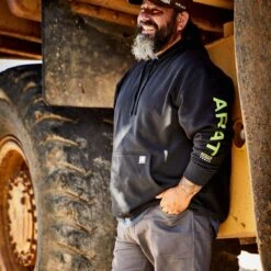 Ariat Men's Rebar Graphic Hoodie, Black/Lime -Cheap Footwear Store 10032993 lifestyle warm