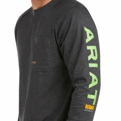 Ariat Men's Rebar Cotton Strong Graphic Long Sleeve Shirt, Charcoal/Lime -Cheap Footwear Store 10037642 01 warm removebg preview