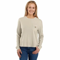 Carhartt Women's Tencel Fiber Series Loose Fit Long-Sleeve Crewneck Pocket T-Shirt