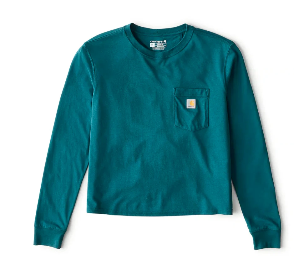 Carhartt Women's Tencel Fiber Series Loose Fit Long-Sleeve Crewneck Pocket T-Shirt 4 Carhartt Women's Tencel Fiber Series Loose Fit Long-Sleeve Crewneck Pocket T-Shirt - Image 4