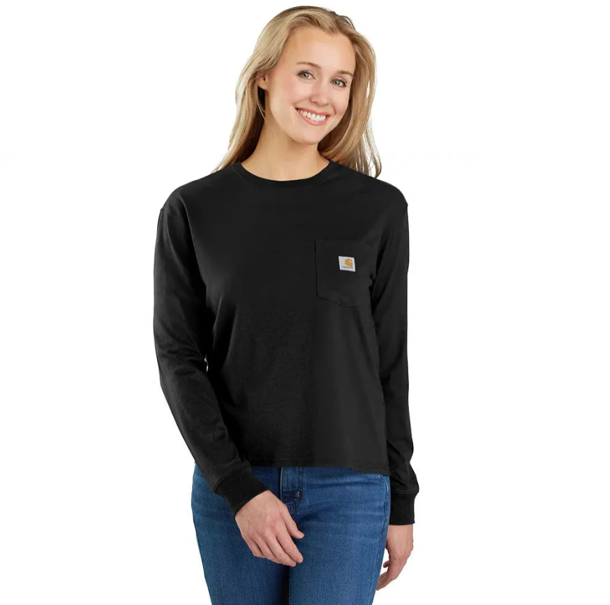 Carhartt Women's Tencel Fiber Series Loose Fit Long-Sleeve Crewneck Pocket T-Shirt 2 Carhartt Women's Tencel Fiber Series Loose Fit Long-Sleeve Crewneck Pocket T-Shirt - Image 2