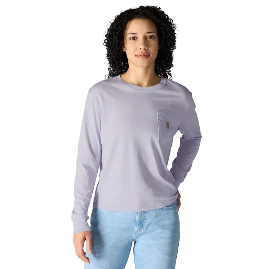 Carhartt Women's Tencel Fiber Series Loose Fit Long-Sleeve Crewneck Pocket T-Shirt 3 Carhartt Women's Tencel Fiber Series Loose Fit Long-Sleeve Crewneck Pocket T-Shirt - Image 3