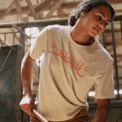 Carhartt Women's Tencel Fiber Series Loose Fit Short-Sleeve Script Graphic T-Shirt -Cheap Footwear Store 1015451 4