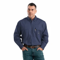 Berne Men's FR Button Down Long Sleeve Work Shirt