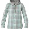 Women's Mineral Spring Plaid Hooded Flannel Shirt Jacket
