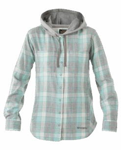 Women's Mineral Spring Plaid Hooded Flannel Shirt Jacket