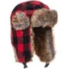 Huntworth Men's Sherpa Trapper Hat With Heat Boost, Red/Black Plaid