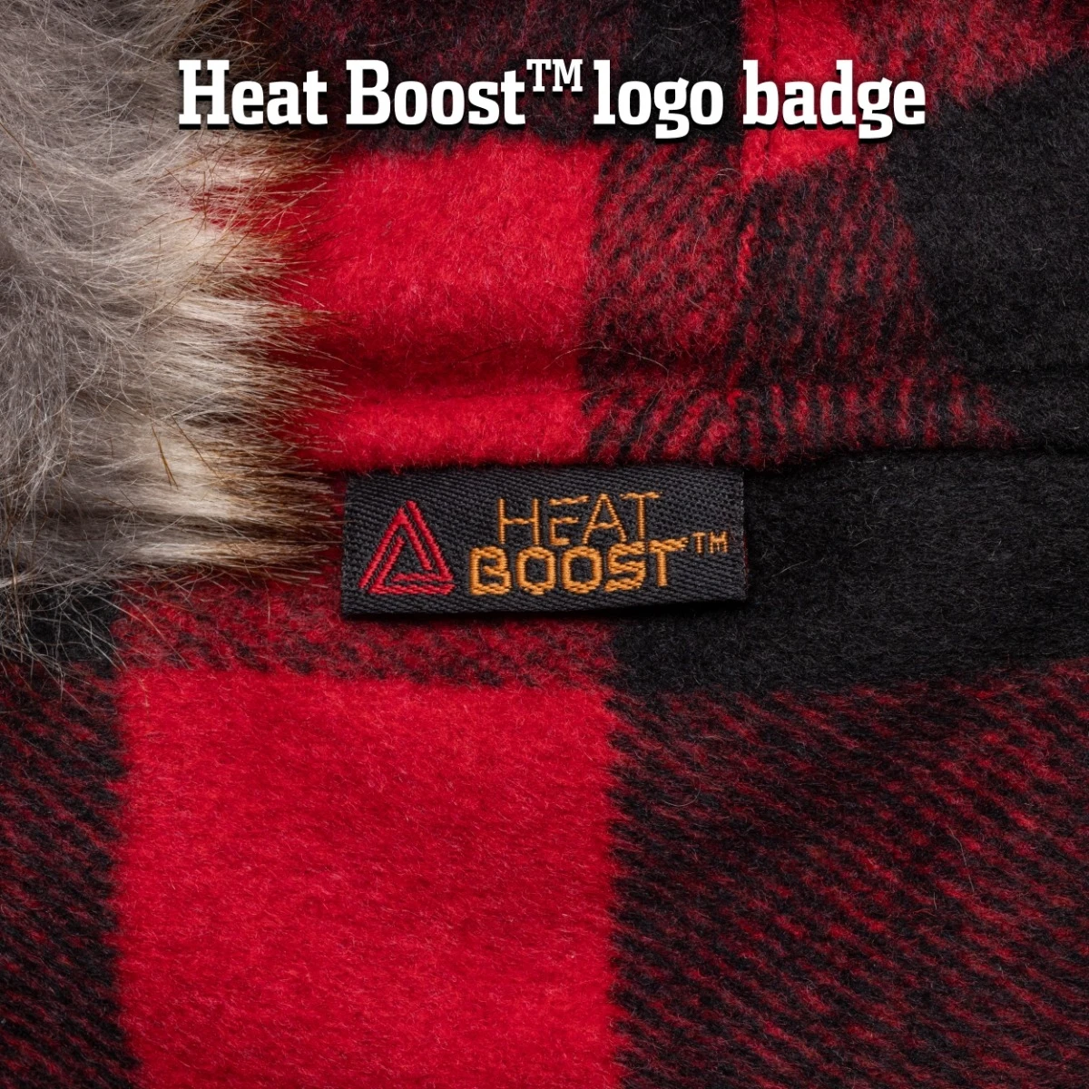 Huntworth Men's Sherpa Trapper Hat With Heat Boost, Red/Black Plaid 5 Huntworth Men's Sherpa Trapper Hat With Heat Boost, Red/Black Plaid - Image 5
