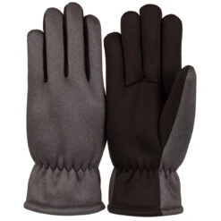Huntworth Women's Softshell Fleece Gloves, Gray/Black