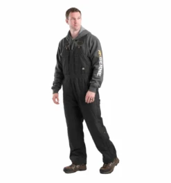 Berne Men's Heartland Insulated Washed Duck Bib Overall, Black