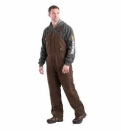 Berne Men's Heartland Insulated Washed Duck Bib Overall, Bark