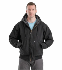 Berne Highland Flex180 Washed Duck Hooded Work Jacket-Black