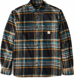 Carhartt Men's Rugged Flex Relaxed Fit Midweight Flannel Long-Sleeve Plaid Shirt -Cheap Footwear Store black 2