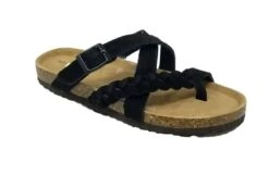 Gaahuu Women's Leather Braided Criss-Cross Footbed Sandal