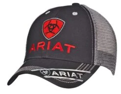 Ariat Men's Black And Red Logo Patch Mesh Cap