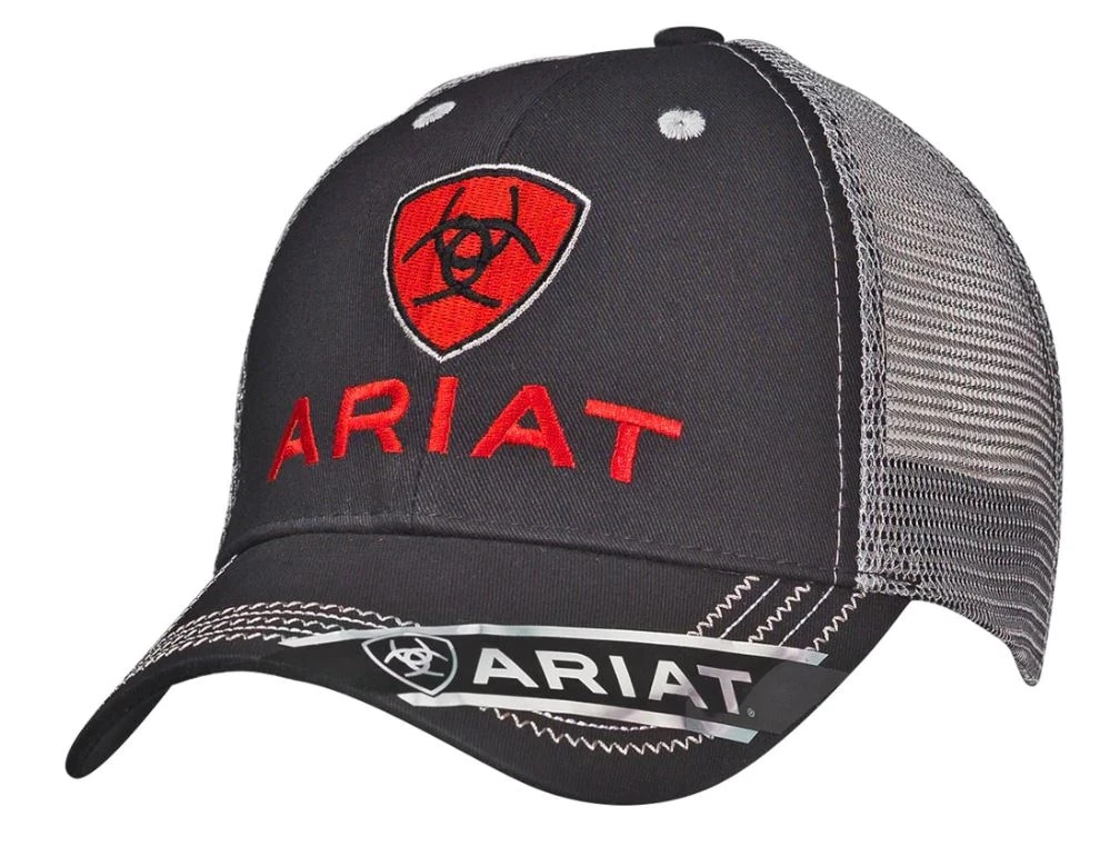 Ariat Men's Black And Red Logo Patch Mesh Cap 1 Ariat Men's Black And Red Logo Patch Mesh Cap