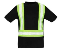 Tingley Job Sight Class 1 Hi-Vis Reflective Short Sleeve Safety T-Shirt, Black