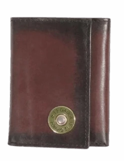 Nocona Men's Trifold 12 Guage Bullet Leather Wallet, Brown