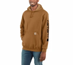 Carhartt Men's Loose Fit Midweight Logo Sleeve Graphic Hoodie