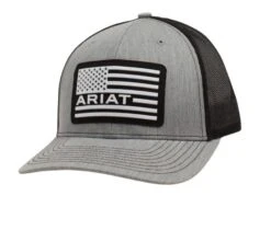 Ariat Men's Flag Patch Logo Snapback Cap, Grey