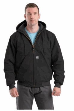 Berne Heritage Duck Hooded Active Work Jacket, Black