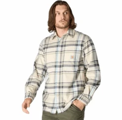 Carhartt Men's Rugged Flex Relaxed Fit Midweight Flannel Long-Sleeve Plaid Shirt -Cheap Footwear Store oat removebg preview