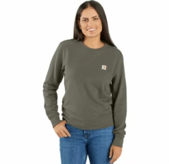 Carhartt Women's Tencel Fiber Series Relaxed Fit Terry Crew Sweatshirt -Cheap Footwear Store olivecrew 1