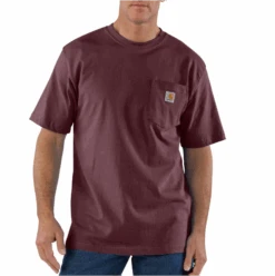 Carhartt Men's Loose Fit Heavyweight Short-Sleeve Pocket T-Shirt, Port