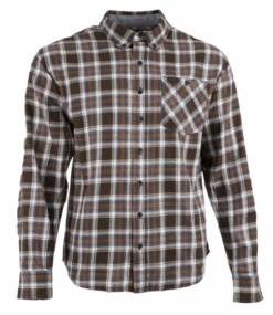 Noble Outfitters Men's Flannel Shirt, Brown/Blue Plaid