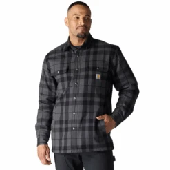 Carhartt Men's Relaxed Fit Flannel Sherpa-Lined Shirt Jacket