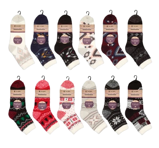 C.W. Hart Women's Warm & Cozy Cabin Socks With Aloe - Assorted 1 C.W. Hart Women's Warm & Cozy Cabin Socks With Aloe - Assorted