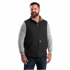 Berne Men's Heartland Sherpa-Lined Washed Duck Vest