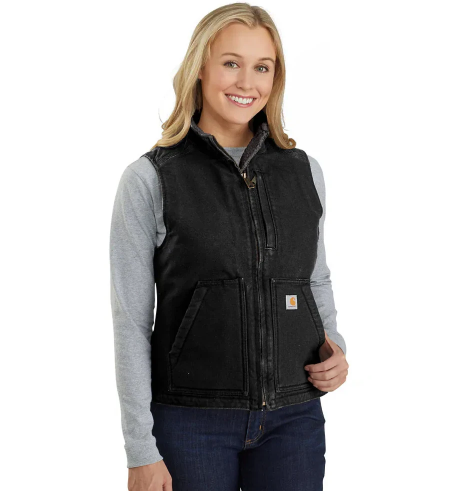 Carhartt Women's Sherpa Lined Relaxed Fit Washed Duck Vest 2 Carhartt Women's Sherpa Lined Relaxed Fit Washed Duck Vest - Image 2
