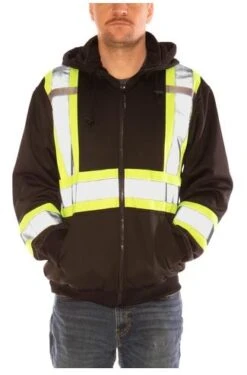 Tingley Hi-Vis Zip-Up X-Back Reflective Hoodie, Black